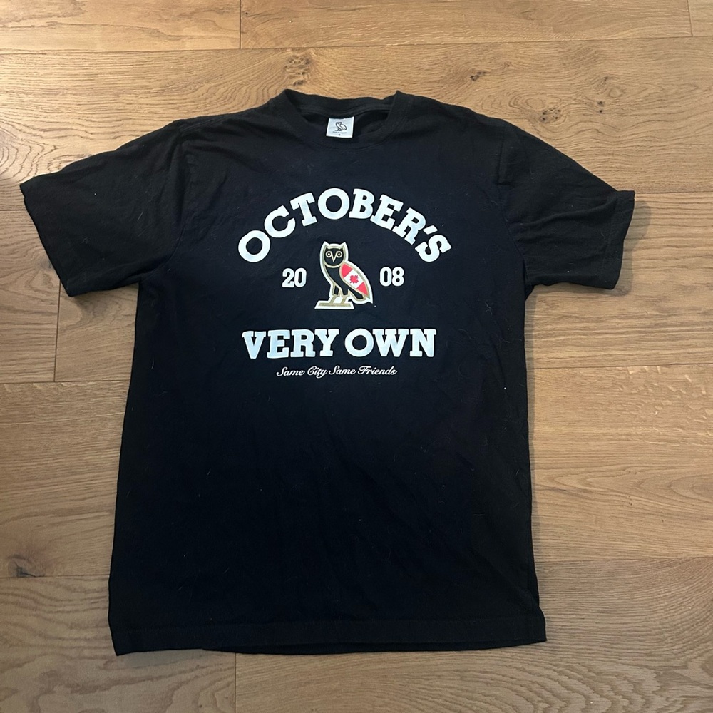 OVO Black Graphic Tee with White and Red Accents